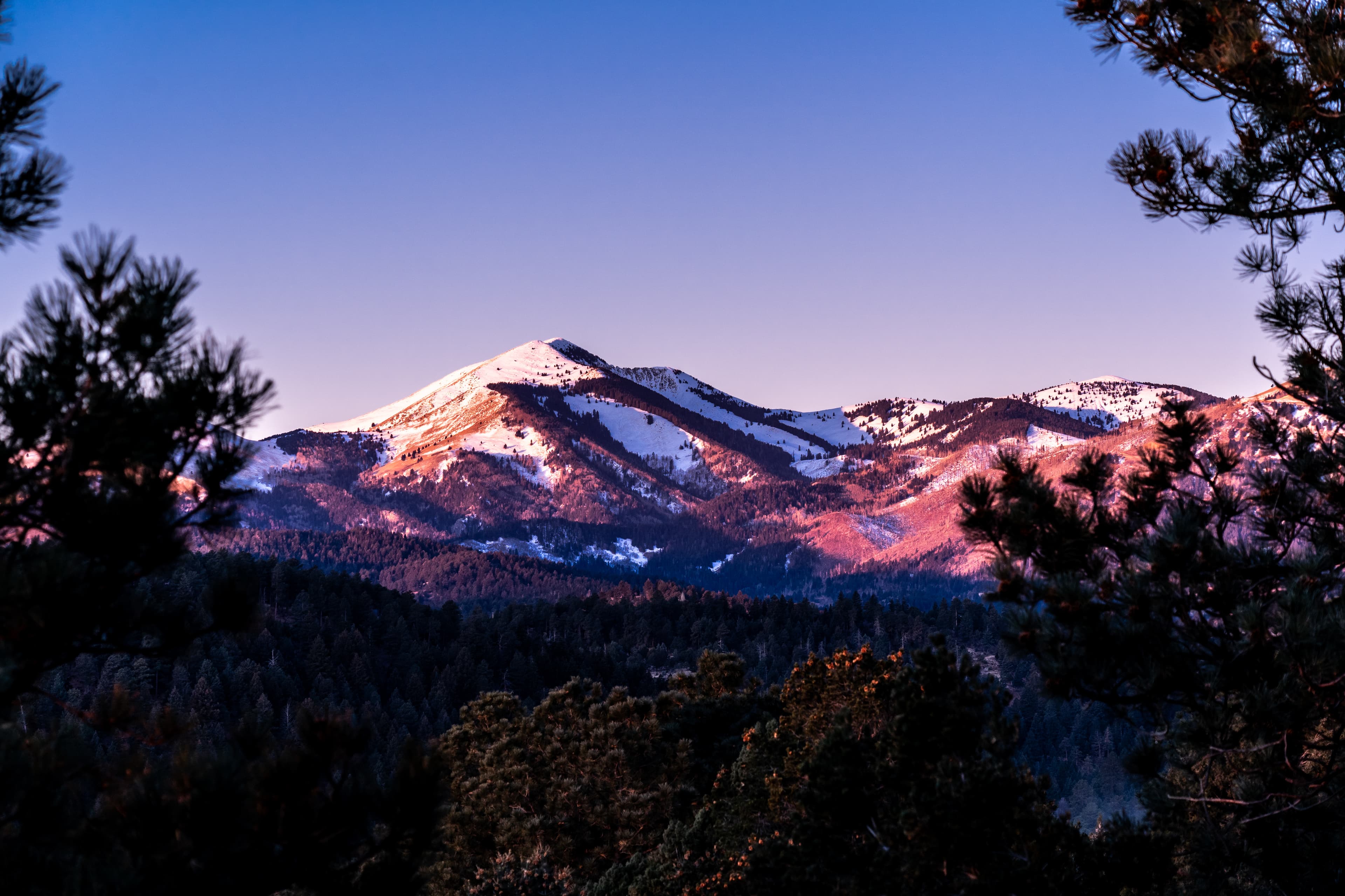Sierra Blanca Peak at dawn above the Sacramento Mountains